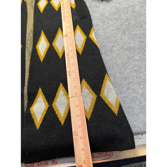 House of Harlow x REVOLVE Long Knit Coat Faux Fur Collar Cuffs Black Gold S - Picture 6 of 8